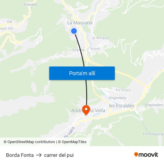 Borda Fonta to carrer del pui map