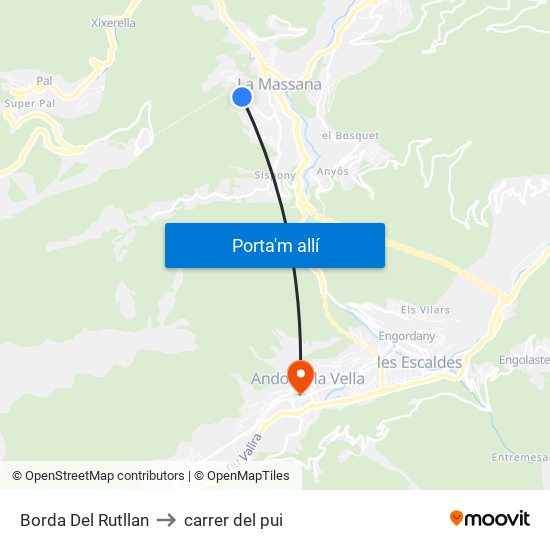 Borda Del Rutllan to carrer del pui map