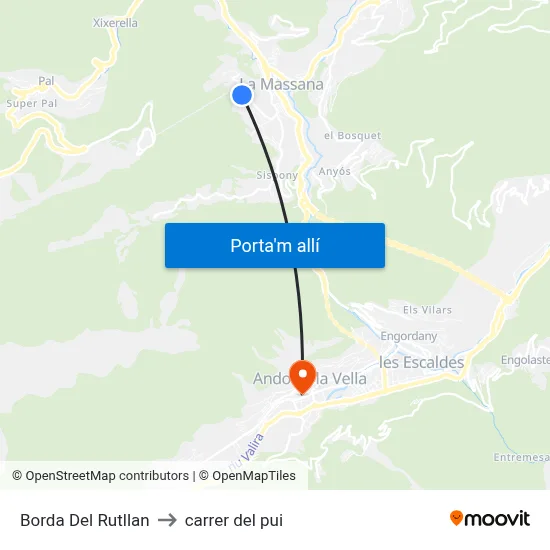 Borda Del Rutllan to carrer del pui map