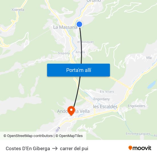 Costes D'En Giberga to carrer del pui map