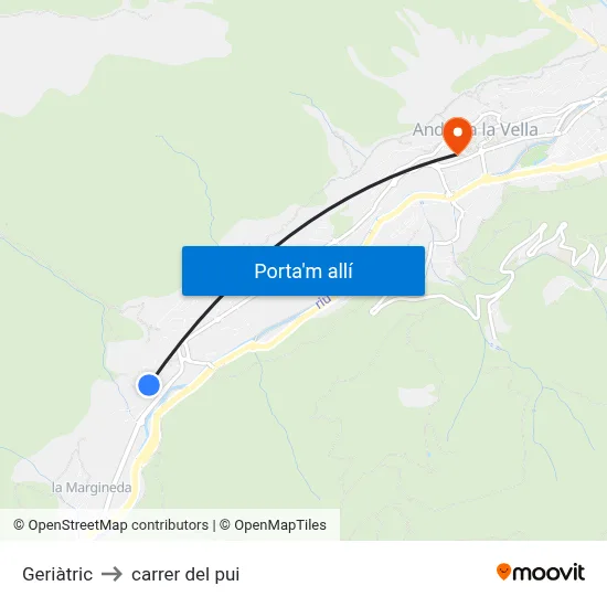 Geriàtric to carrer del pui map