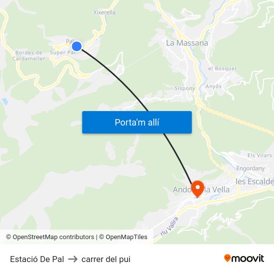 Estació De Pal to carrer del pui map