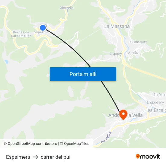 Espalmera to carrer del pui map