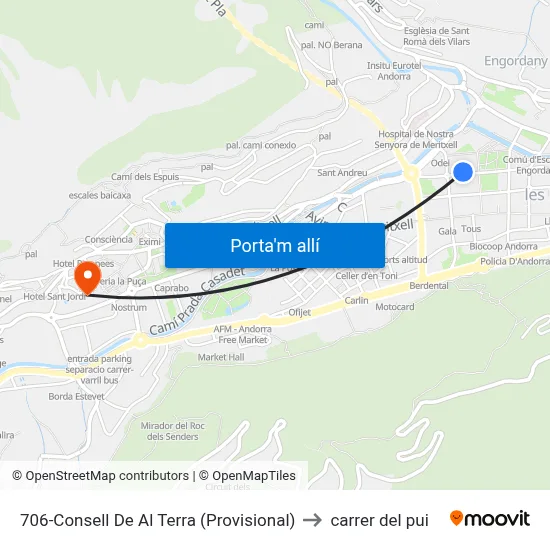 706-Consell De Al Terra (Provisional) to carrer del pui map