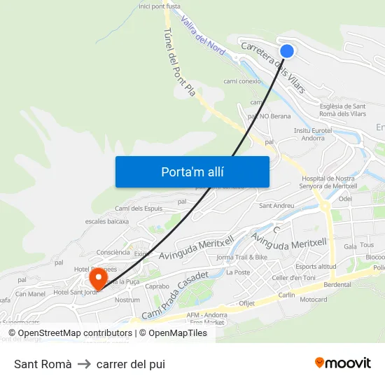 Sant Romà to carrer del pui map