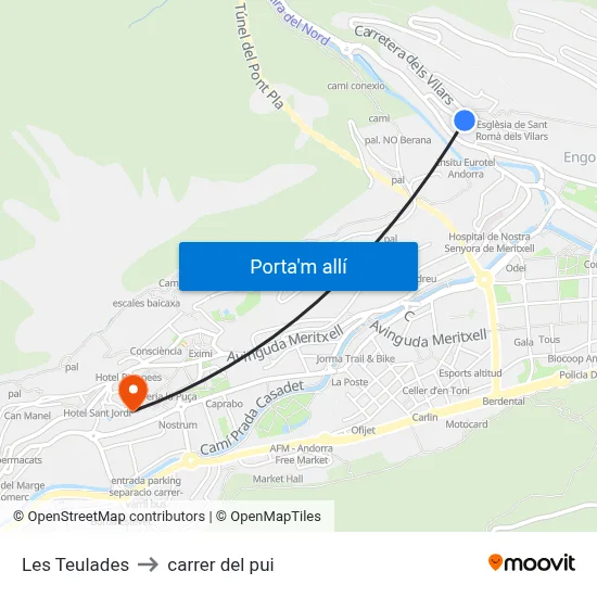 Les Teulades to carrer del pui map