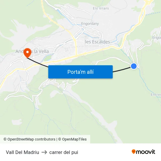 Vall Del Madriu to carrer del pui map