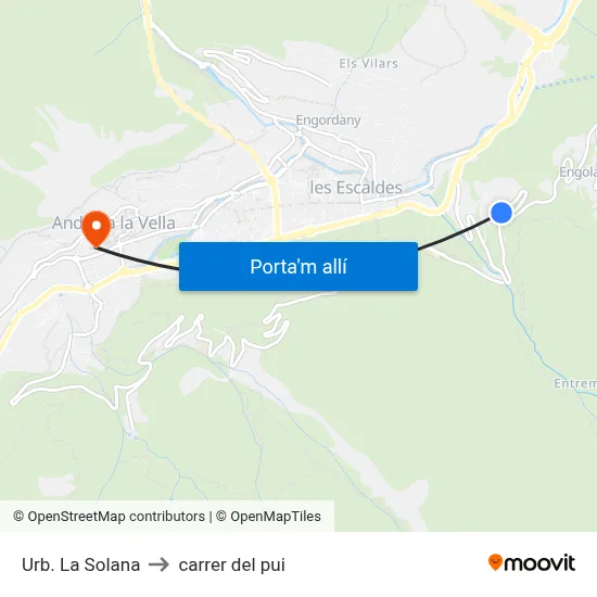 Urb. La Solana to carrer del pui map