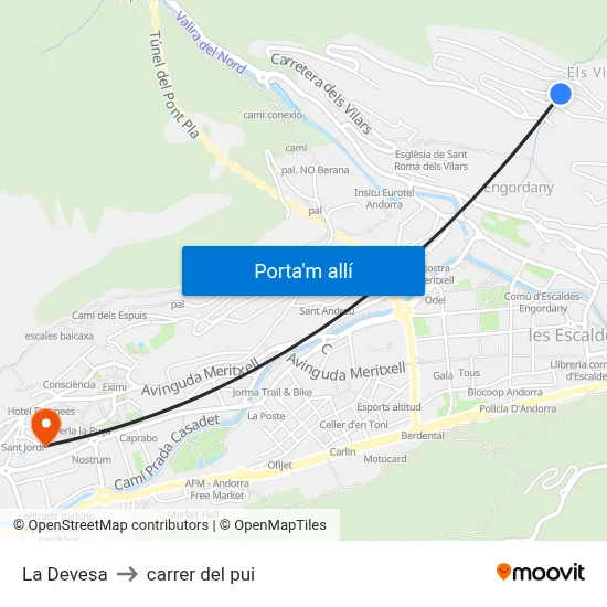 La Devesa to carrer del pui map