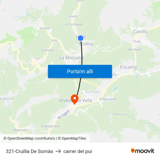 321-Cruïlla De Sornàs to carrer del pui map
