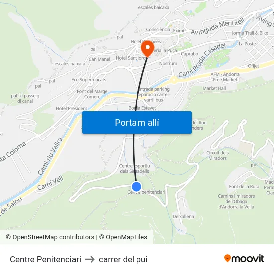 Centre Penitenciari to carrer del pui map