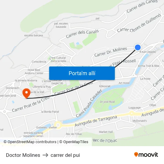 Doctor Molines to carrer del pui map