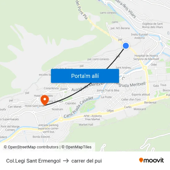 Col.Legi Sant Ermengol to carrer del pui map