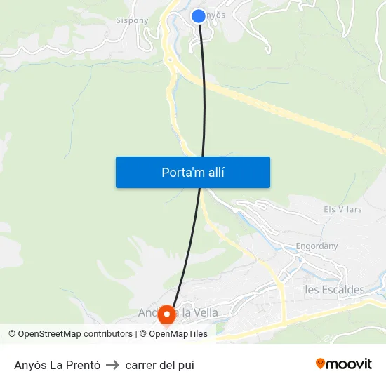 Anyós La Prentó to carrer del pui map