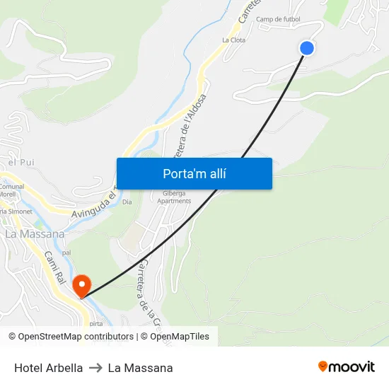 Hotel Arbella to La Massana map