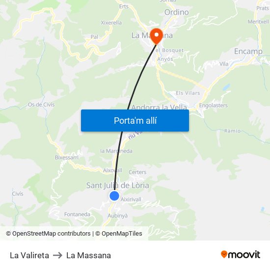 La Valireta to La Massana map