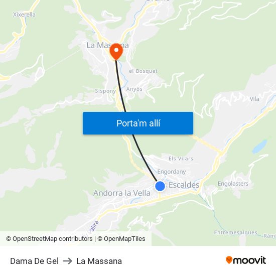 Dama De Gel to La Massana map