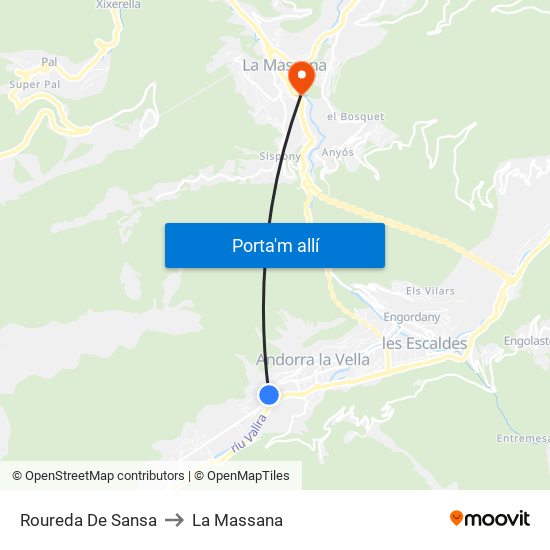 Roureda De Sansa to La Massana map