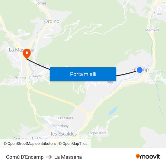 Comú D'Encamp to La Massana map