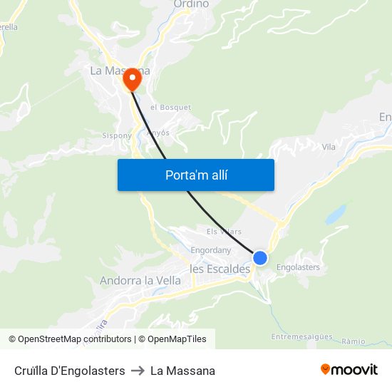 Cruïlla D'Engolasters to La Massana map