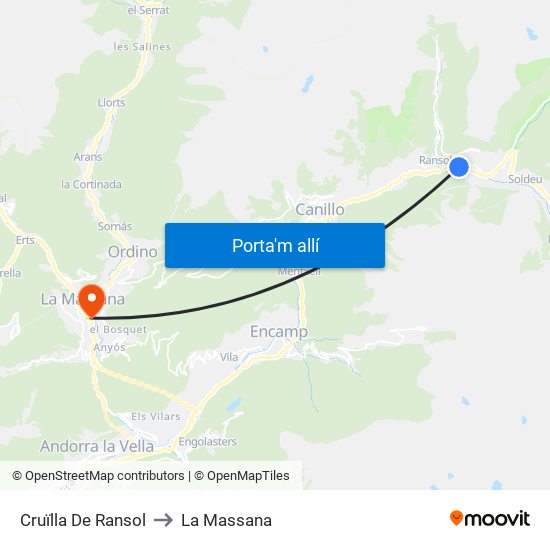 Cruïlla De Ransol to La Massana map