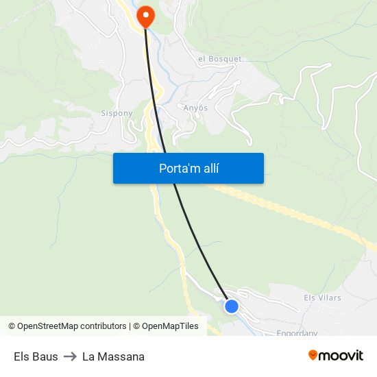 Els Baus to La Massana map