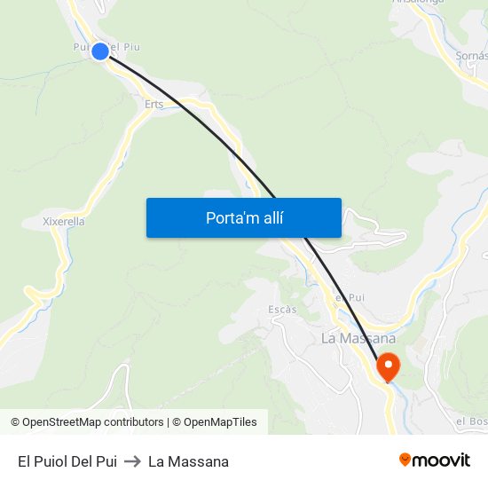 El Puiol Del Pui to La Massana map