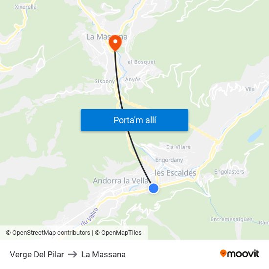 Verge Del Pilar to La Massana map