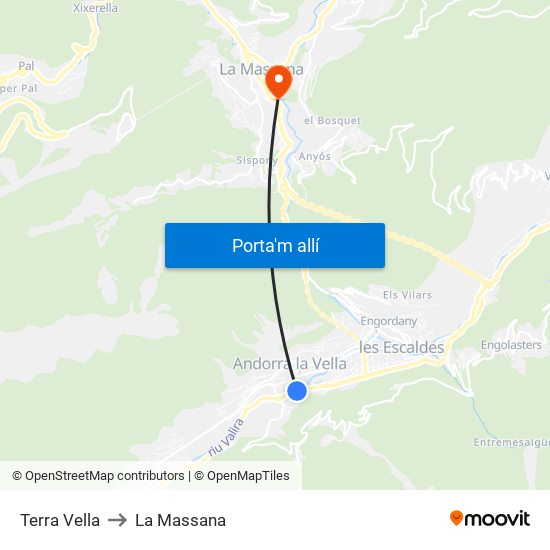 Terra Vella to La Massana map