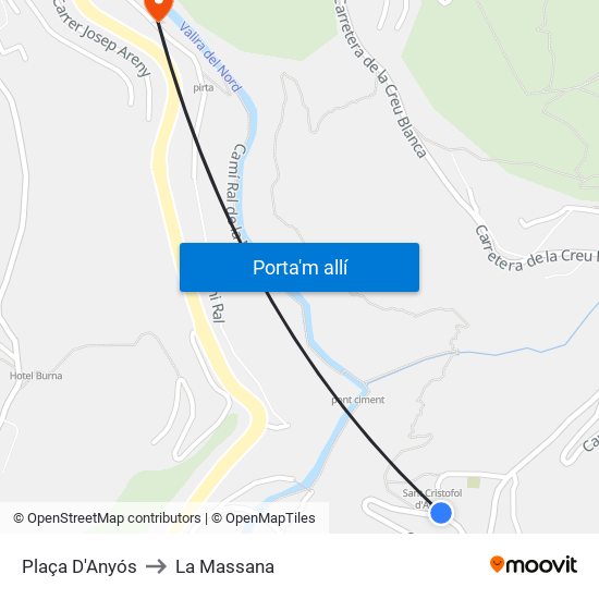 Plaça D'Anyós to La Massana map