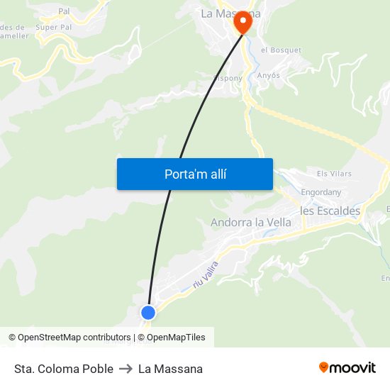 Sta. Coloma Poble to La Massana map