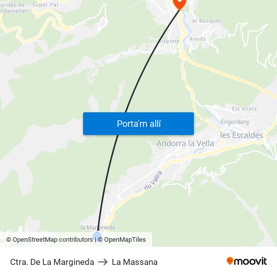 Ctra. De La Margineda to La Massana map