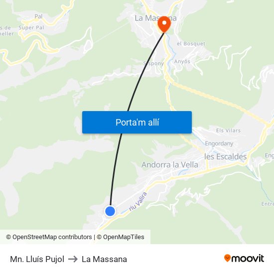 Mn. Lluís Pujol to La Massana map