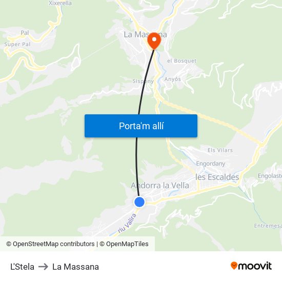 L'Stela to La Massana map
