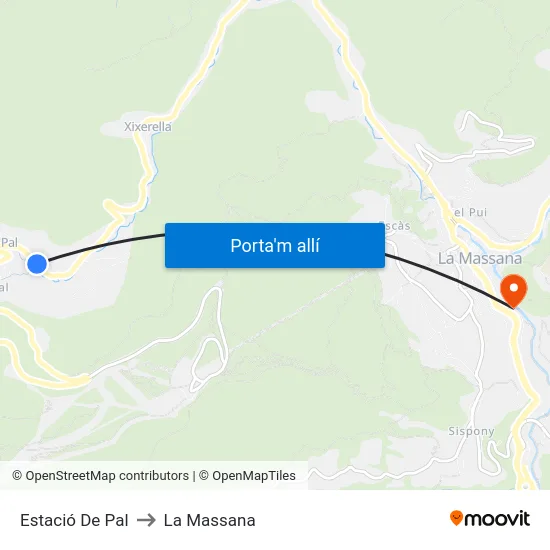 Estació De Pal to La Massana map