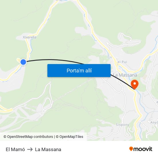 El Mamó to La Massana map