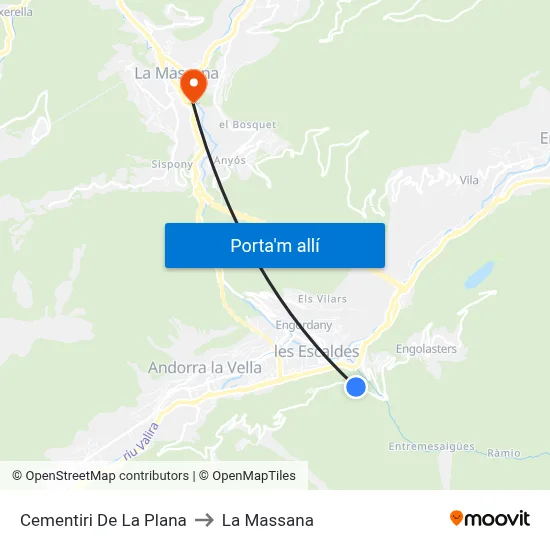 Cementiri De La Plana to La Massana map