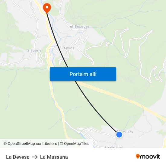 La Devesa to La Massana map
