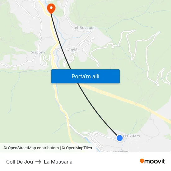 Coll De Jou to La Massana map