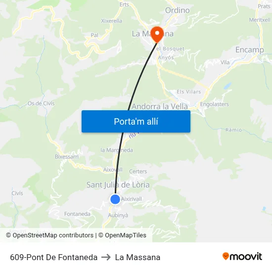 609-Pont De Fontaneda to La Massana map
