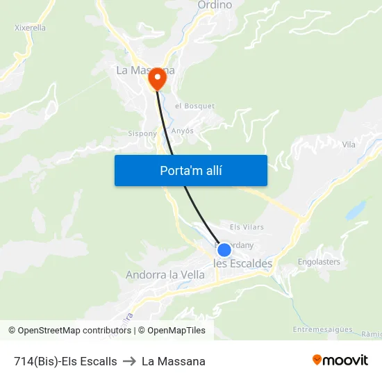 714(Bis)-Els Escalls to La Massana map