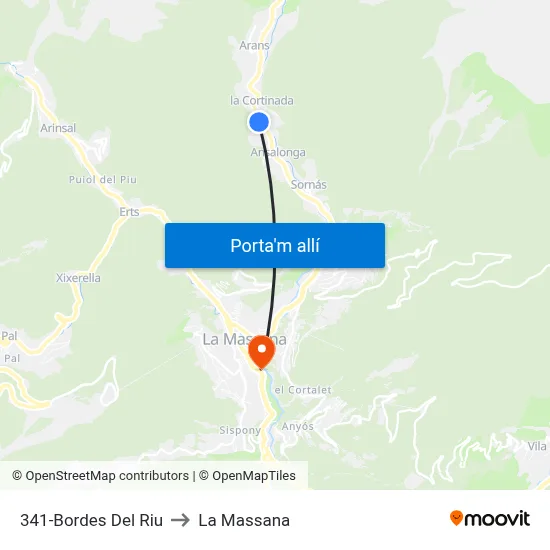 341-Bordes Del Riu to La Massana map
