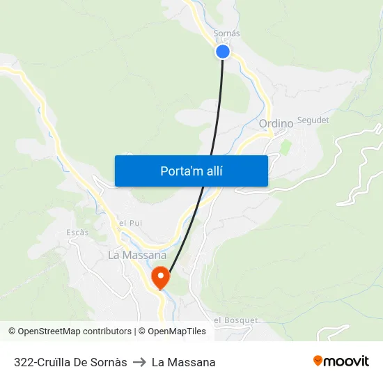 322-Cruïlla De Sornàs to La Massana map