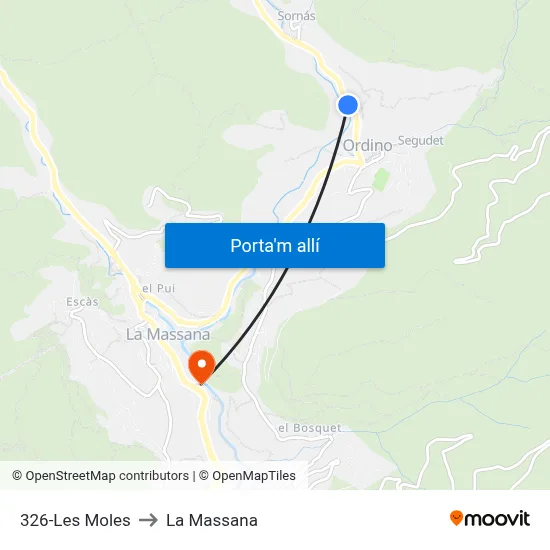 326-Les Moles to La Massana map