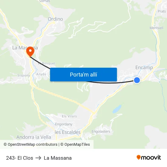 243- El Clos to La Massana map