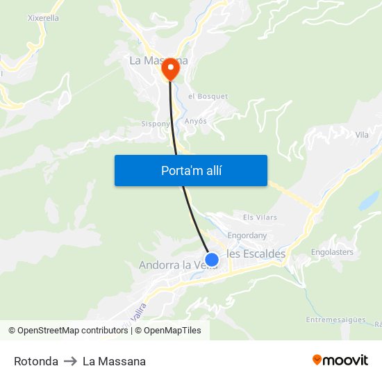 Rotonda to La Massana map