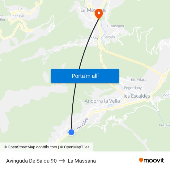 Avinguda De Salou 90 to La Massana map