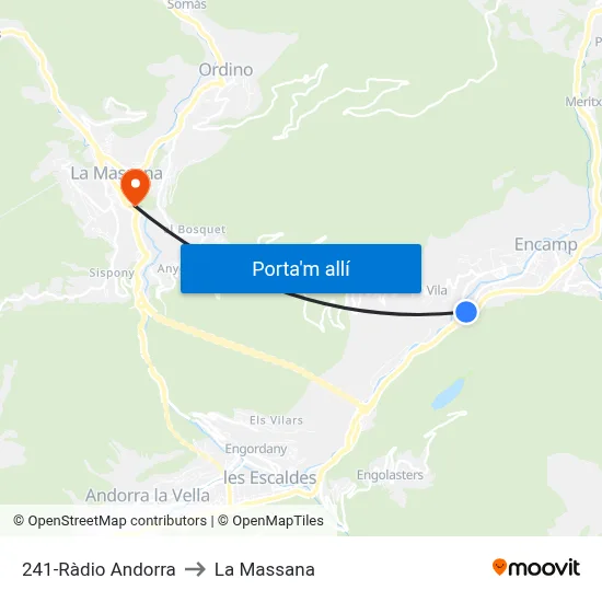 241-Ràdio Andorra to La Massana map