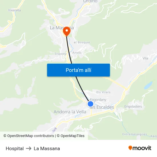 Hospital to La Massana map