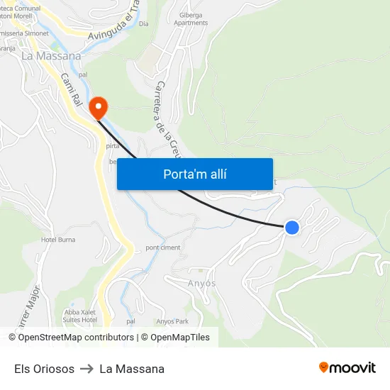 Els Oriosos to La Massana map